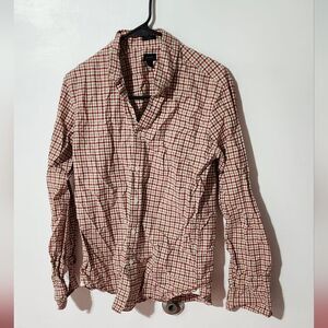 J.crew red plaid button down long sleeves cotton shirt